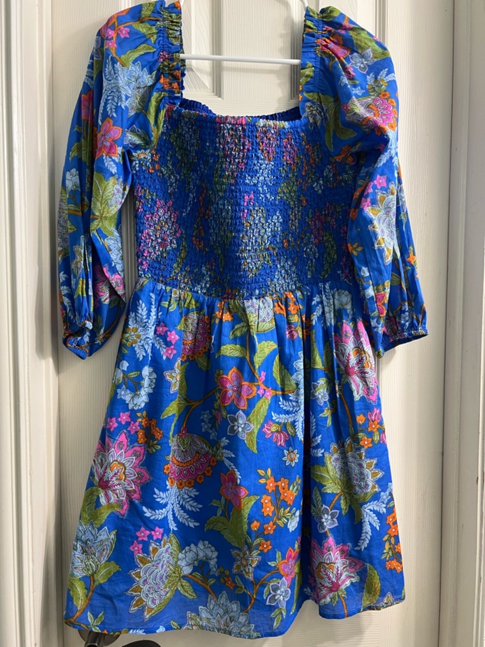 Sugarlips Bright Blue Floral Smocked Dress